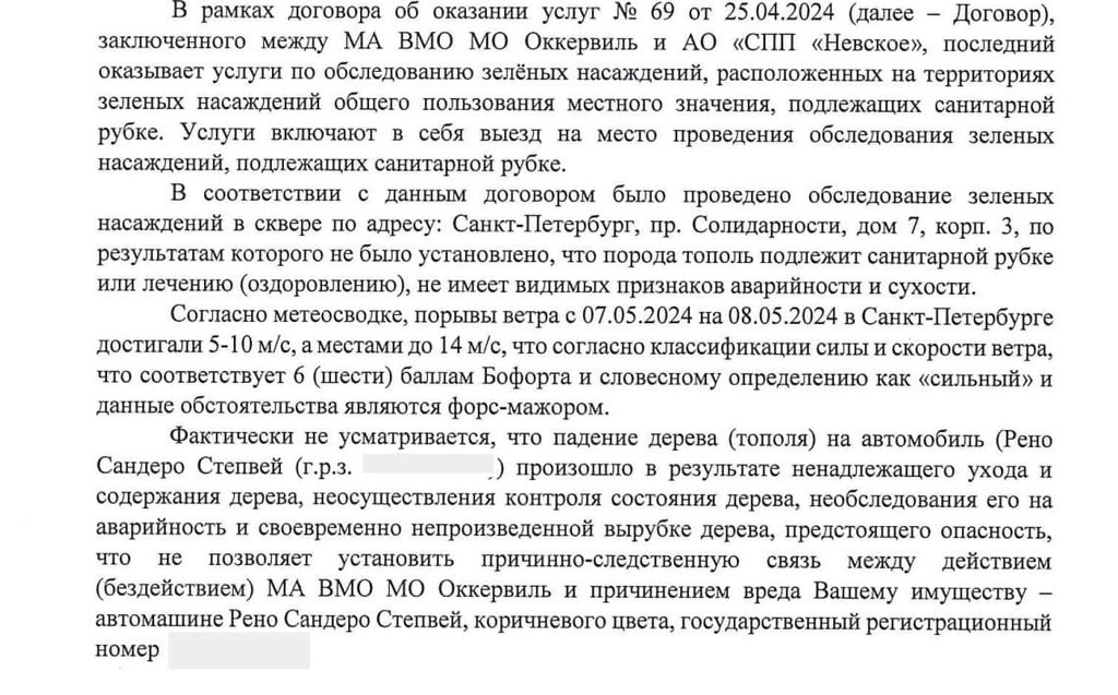 Тополь упал на припаркованный Renault Sandero Stepway: как наши автоюристы взыскали с муниципалитета более 305 тыс. рублей